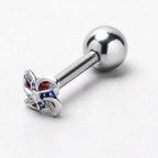 16G 1/4 Patriotic Pinwheel Cartilage Tragus Earring