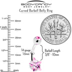 Pink CZ Gem Internally Threaded Simply Star Belly Ring