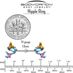 14G 9/16 Blue Aurora Gem Abstract Mermaid Barbell Nipple Ring Set