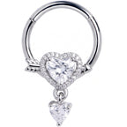 16G 3/8 Clear Gem Fusion of Love Arrow Heart Hinged Segment Ring