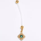Green Clear Gem Bioplast Royal Beauty PTFE Dangle Pregnancy Belly Ring