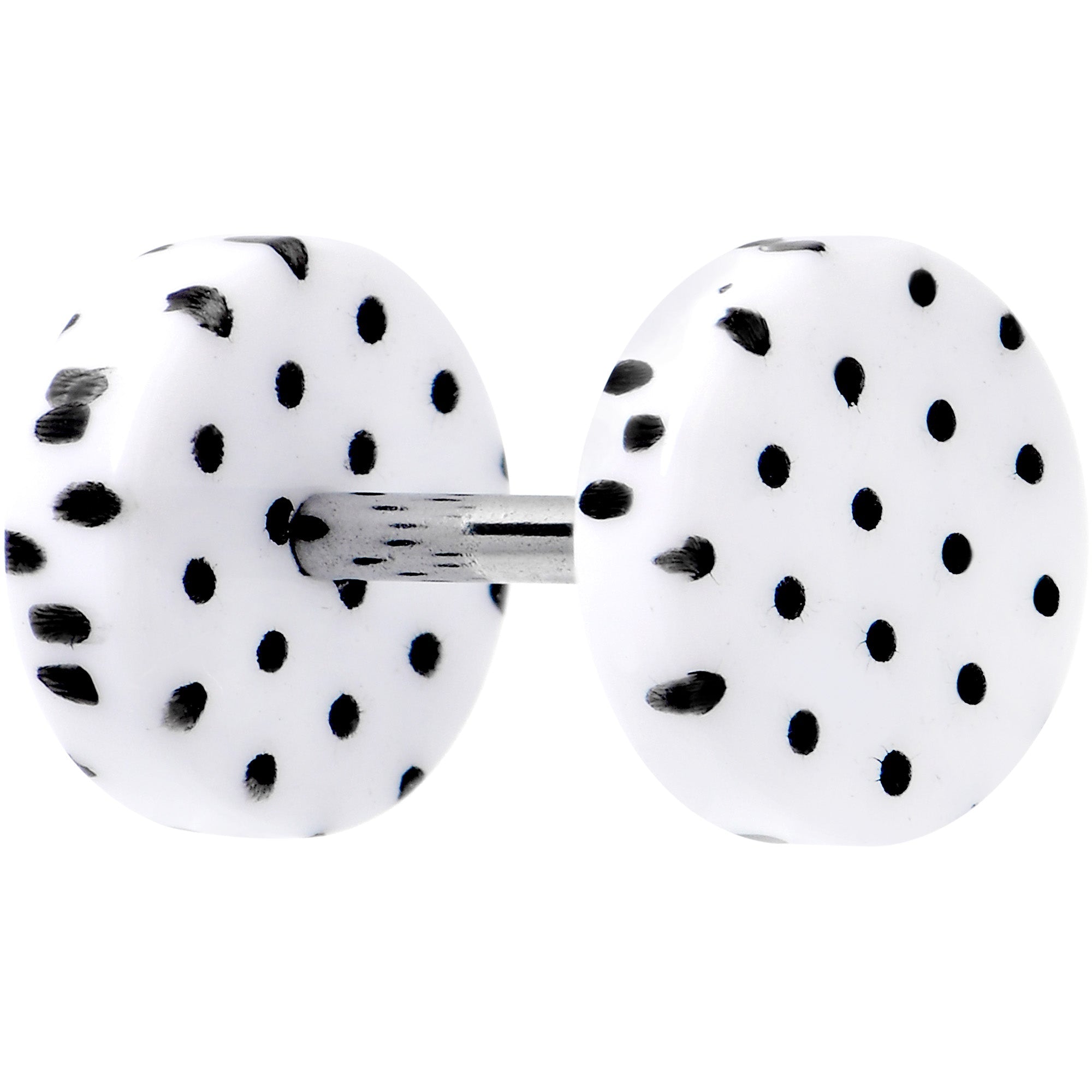 16G White Acrylic Polka Dots Black Cheater Plug Set