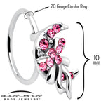 20G 5/16 Pink Gem Cartilage Helix Hoop Earring