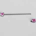 14G Pink Gem Forward Facing Internally Threaded Industrial Barbell 38mm