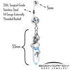 Clear Gem Mermaid Rider Dangle Belly Ring