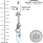 Clear Gem Mermaid Rider Dangle Belly Ring