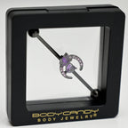 14G Purple Gem Black Moon Butterfly Heart Industrial Barbell 38mm