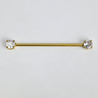 14G Clear Gem Gold Tone Internally Threaded Industrial Barbell 38mm