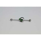 14G Green Gem Dragonfly Moon Opulence Industrial Barbell 38mm