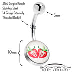 Screaming Strawberry Horror Fruit Belly Ring