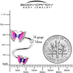 Clear Gem Butterfly Pink Blue Spiral Twister Belly Ring