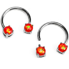 14G 9/16 Orange Faux Opal Internally Threaded Horseshoe Nipple Ring Set
