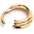 16G 5/16 Gold PVD Faceted Triple Stack Hoop Titanium Hinged Segment Ring