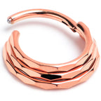 16G 3/8 Rose Gold PVD Faceted Triple Stack Hoop Titanium Hinged Segment Ring