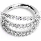 16G 5/16 Clear CZ Gem Faux Triple Hoop Closure Ring