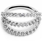 18G 5/16 Clear CZ Gem Faux Triple Hoop Closure Ring