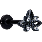 16G Clear CZ Gem Black Gothic Star Flat Back Earring