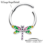 16G 3/8 Dragonfly Color Hinged Segment Ring