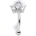 16G 5/16 Clear Gem Heart Crown Curved Eyebrow Ring