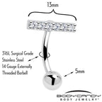 Clear CZ Gem Luxe Bar Belly Ring