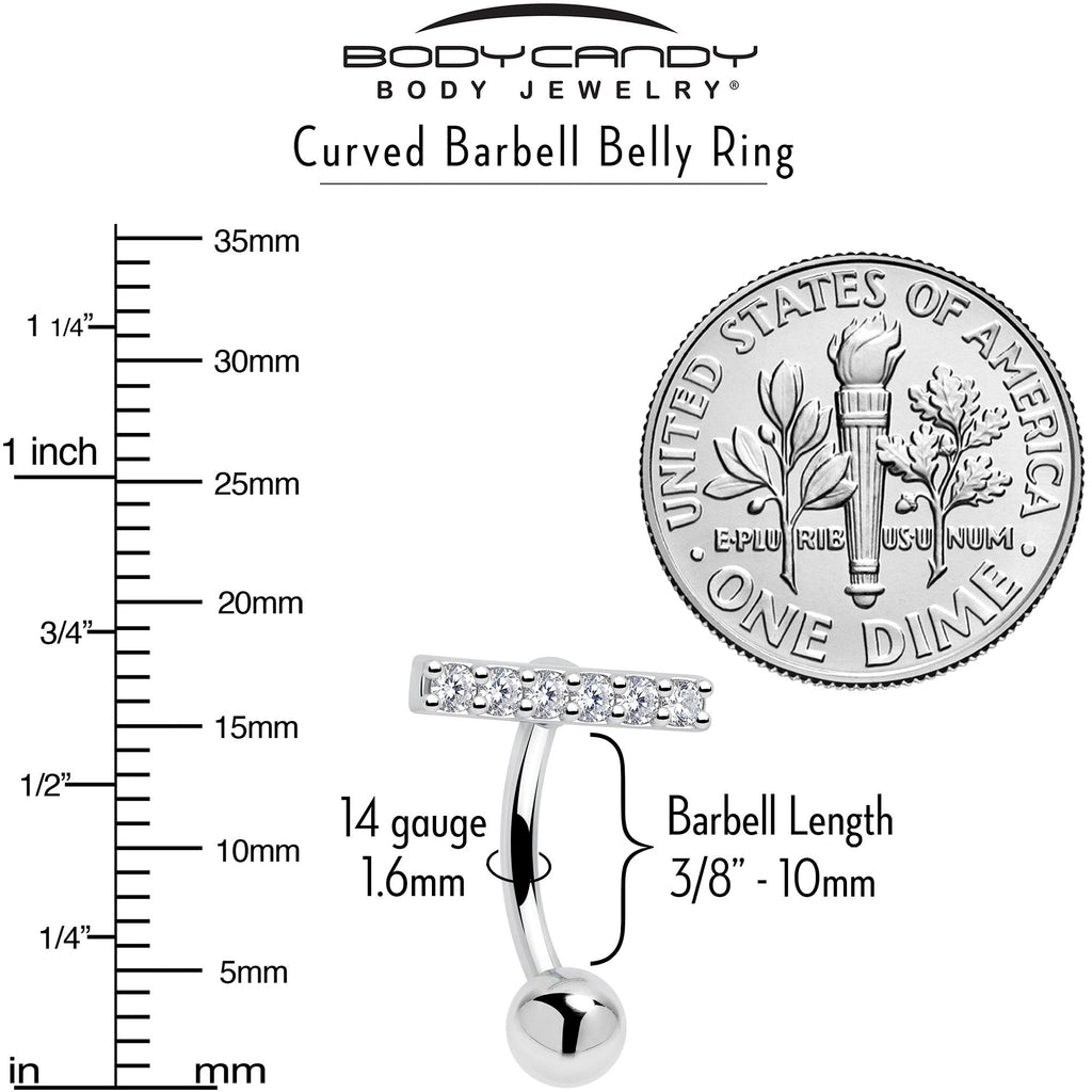 Clear CZ Gem Luxe Bar Belly Ring