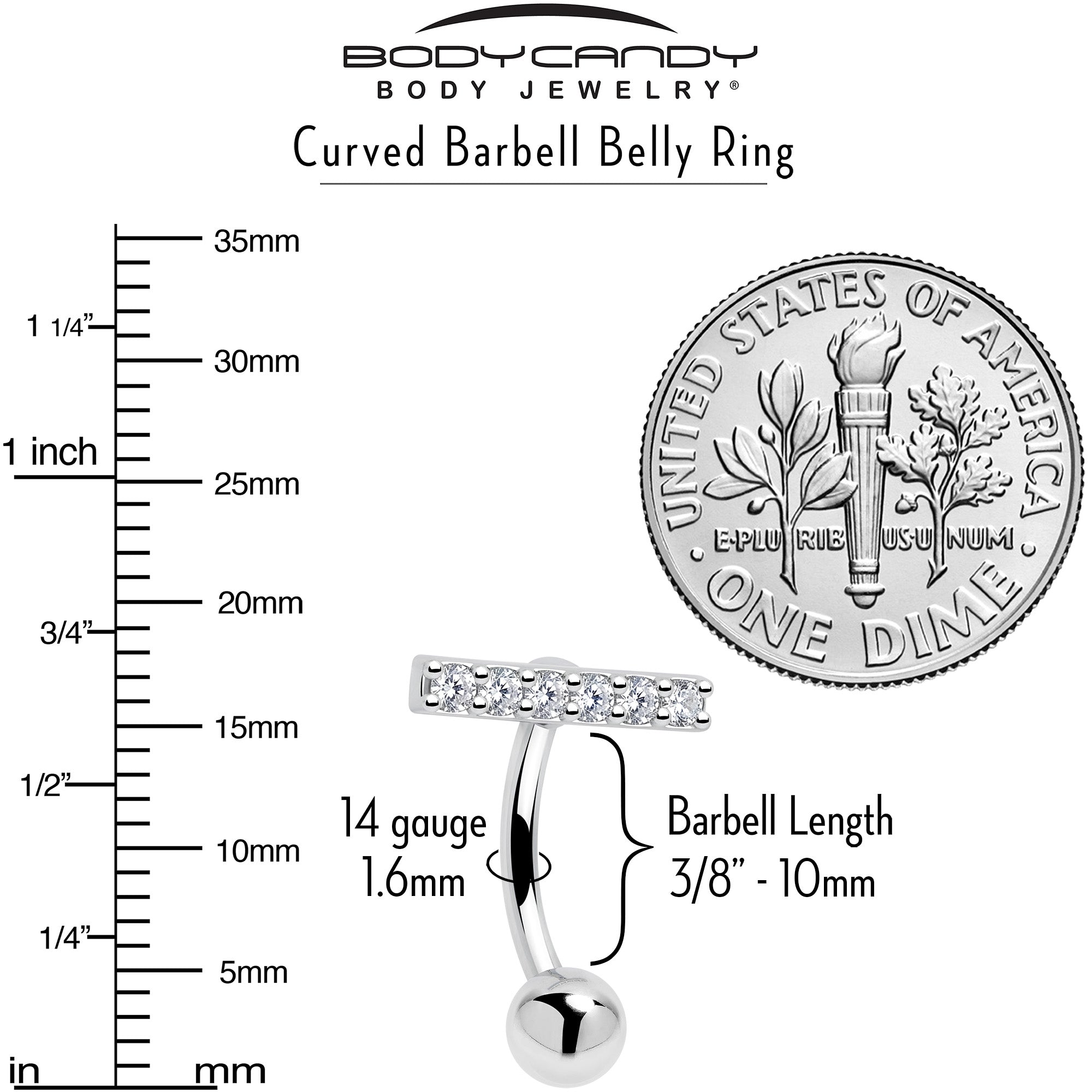 Clear CZ Gem Luxe Bar Belly Ring