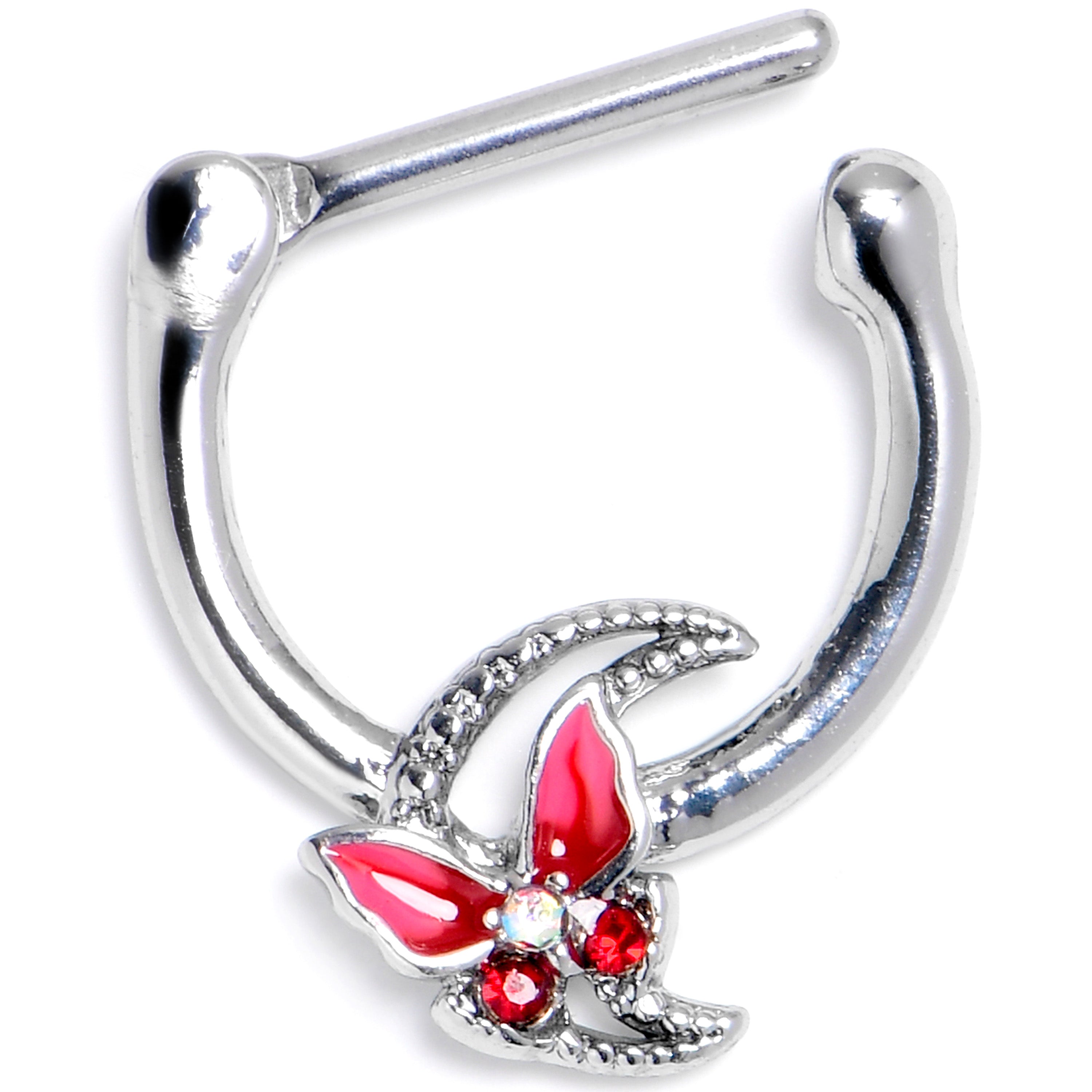 16G 5/16 Aurora Gem Butterfly Pink Beauty Cartilage Clicker