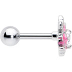 16G 1/4 Clear Gem Heart Pink Butterfly Cartilage Tragus Earring