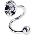 Clear Gem Stylish Skull Spiral Twister Belly Ring