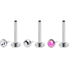 16G 3/8 Pink Synthetic Opal G23 Titanium Threadless Push In Labret Set of 3