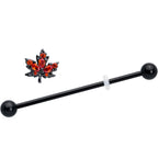 14G Orange CZ Gem Black Autumn Leaf Industrial Barbell 38mm
