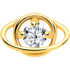 Clear CZ Gem Gold Tone Stylish Saturn Barbell Tongue Ring