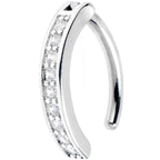 14G 3/8 Implant Grade Titanium CZ Paved Hinged Hoop Belly Ring