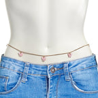 Rose Gold Tone Pink Butterfly Dangle Belly Chain