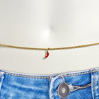 Red Gem Gold Tone Pure Style Dangle Belly Chain