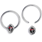 16G 3/8 Skull Red Eyes BCR Captive Bead Ring Set of 4
