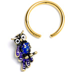 16G 3/8 Gold Tone Regal Owl BCR Captive Ring