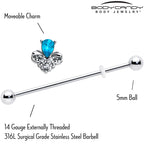 14G Blue Gem Style Simplicity Industrial Barbell 38mm