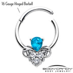 16G 3/8 Blue Gem Style Simplicity Hinged Segment Ring