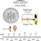 16G 1/4 Pink CZ Gem Gold Tone Style Fire Labret Monroe Tragus