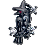 20G 7mm Clear CZ Gem Black Raven Witch L Shape Nose Ring