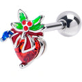 16G 1/4 Red Gem Festive Holiday Ornament Cartilage Tragus Earring