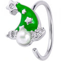 20G 5/16 Clear Gem Santa Hat Stars Green Nose Hoop