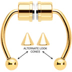 Gold Tone PVD Magnetic Septum Ring Horseshoe Non-Pierced Fake Nose Ring Set