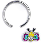 16G 3/8 Clear CZ Gem Butterfly Love Bug Heart BCR Captive Ring