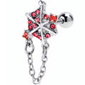 16G 1/4 Pink Gem Spiderweb Chain Dangle Cartilage Tragus Earring