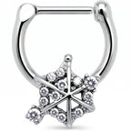 16G 5/16 Clear Gem Spiderweb Goth Cartilage Clicker