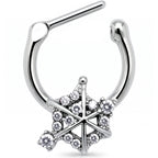 16G 5/16 Clear Gem Spiderweb Goth Cartilage Clicker