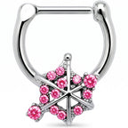 16G 5/16 Pink Gem Spiderweb Goth Cartilage Clicker