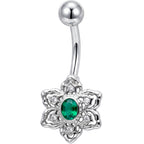 Clear Green Gem Blooming Beauty Flower Belly Ring